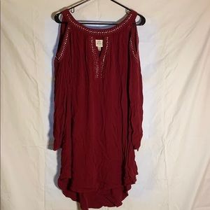 Knox Rose maroon cold shoulder top